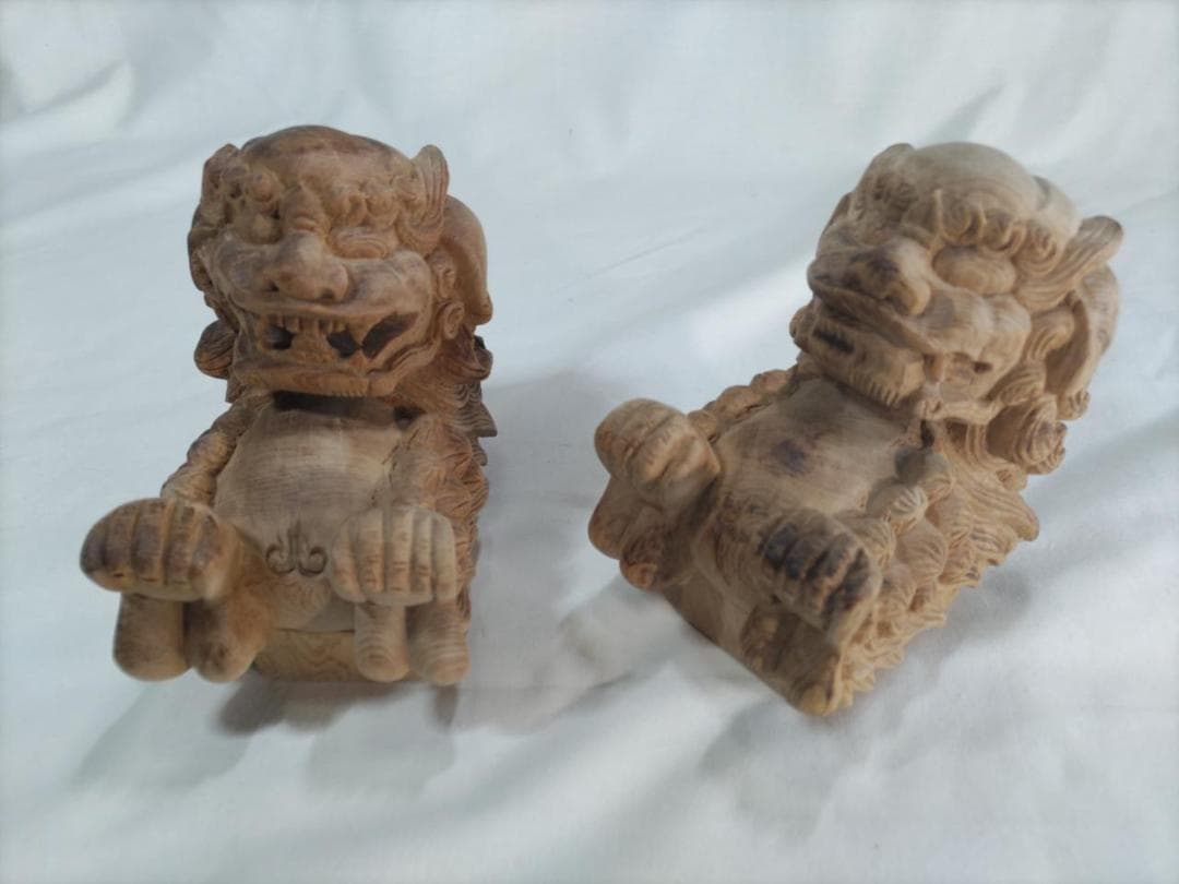 値下げ！【獅子鼻】3寸　社寺仏閣、山車、屋台、木鼻、だんぢり彫刻 　1組（2体）