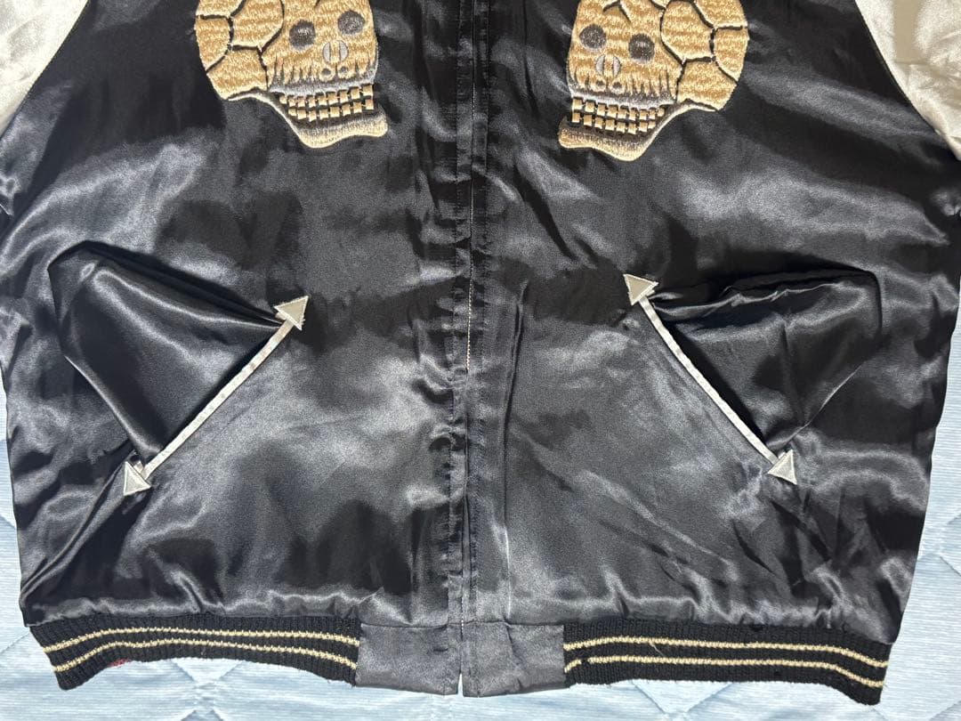 ★美品！テーラー東洋 サテンキルトリバーシブルスカジャン髑髏xU.S.NAVY