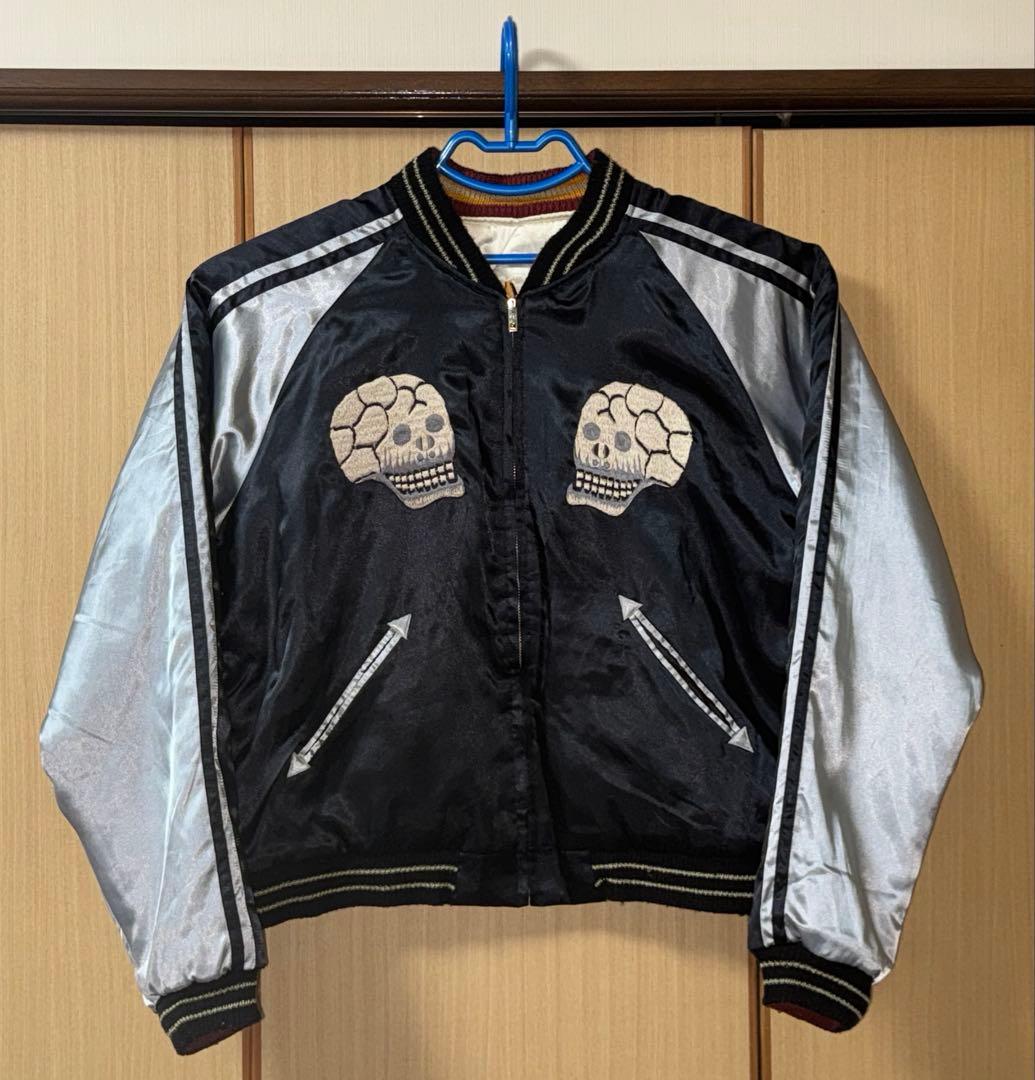 ★美品！テーラー東洋 サテンキルトリバーシブルスカジャン髑髏xU.S.NAVY