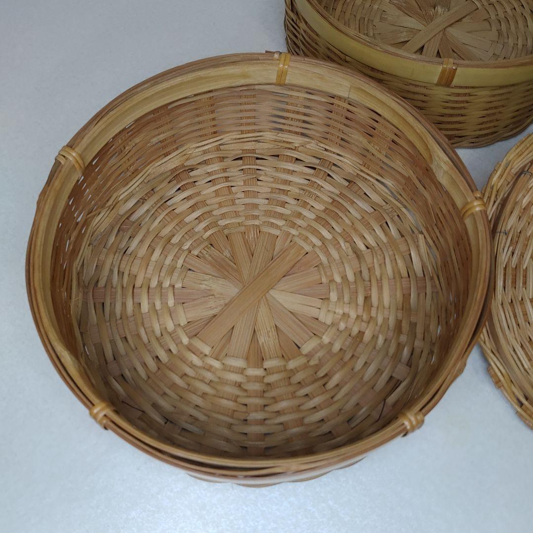 バスケット 竹細工 竹籠 2段重 お弁当箱 提藍 煎茶籠 茶籠 ピクニック