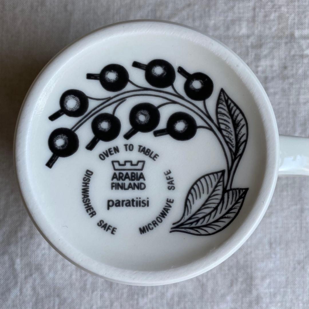 アラビア ブラックパラティッシ カップ&ソーサー 2客セット 旧ロゴ