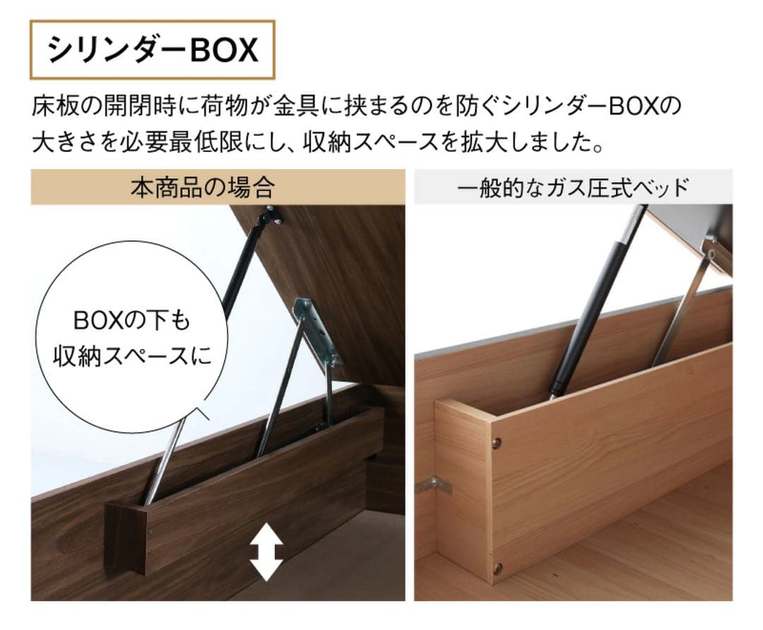 ベッド　跳ね上げ　大容量収納　ベッドフレームのみ 横開き セミダブル