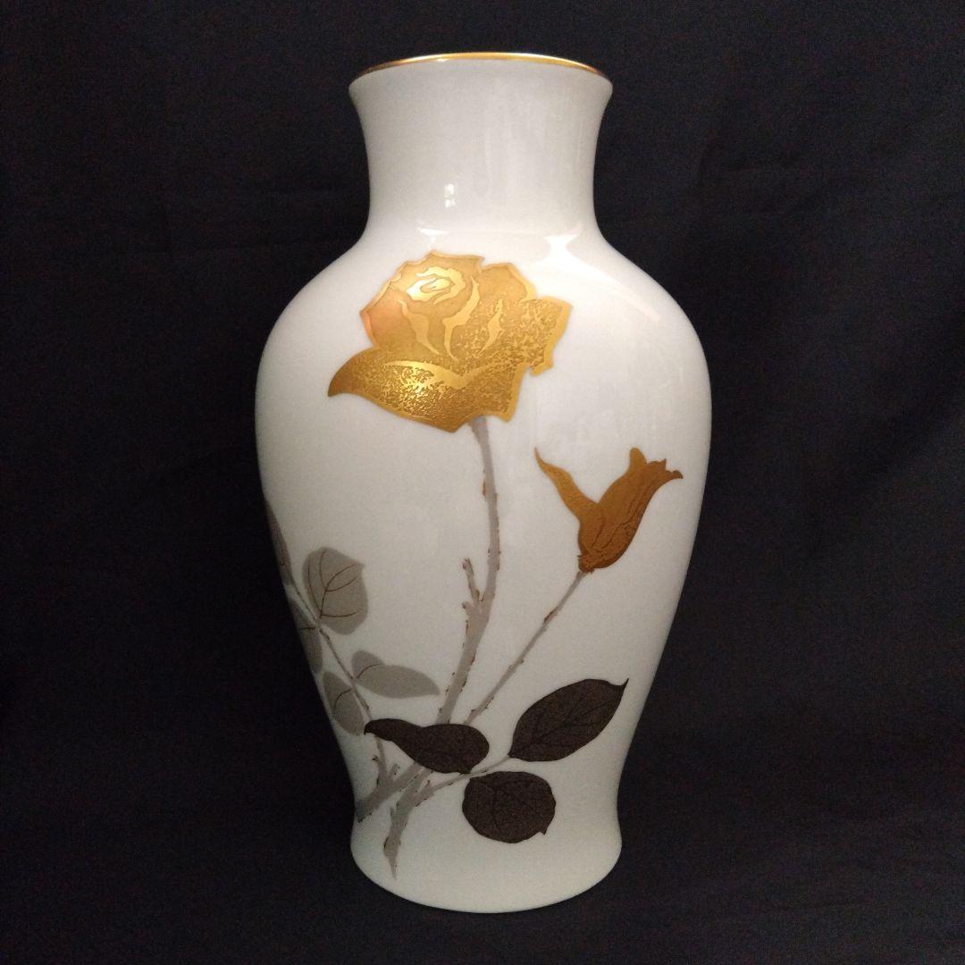 大倉陶園 金蝕バラ 花生 花器 28cm OKURA