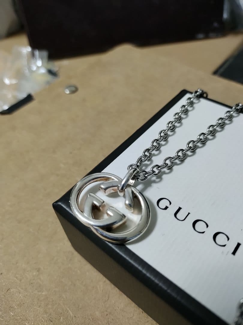 良好品 GUCCIグッチ シルバー925インターロッキングネックレス 高級感あり