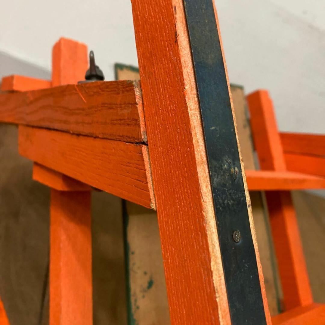 木製 手押し そり 昭和レトロ オレンジ6 曲げ木 犬ぞり 犬そり ガーデニング