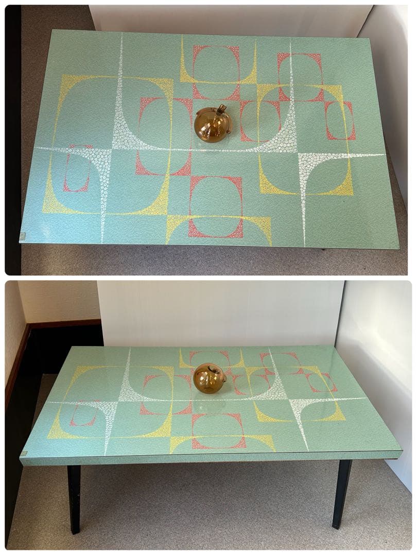 ヴィンテージ　昭和レトロ 鉄脚 折り畳み 座卓 机　テーブル ミッドセンチュリー