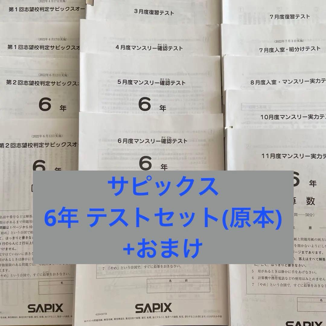 22年SAPIX 6年生テスト原本の(13セット写真参考)+おまけ付き