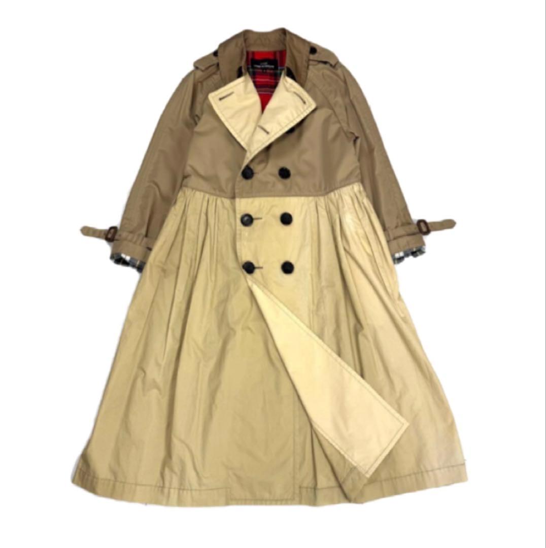 93 トリコ コムデギャルソン トレンチコート バイカラー チェック
