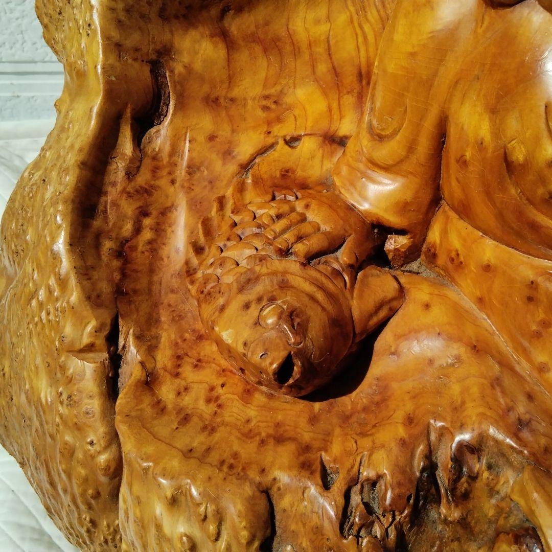 大黒様、恵比寿様　欅株一刀彫　66cm