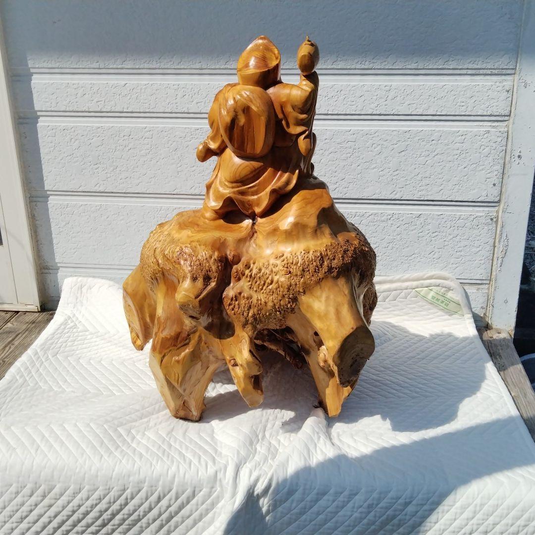 大黒様、恵比寿様　欅株一刀彫　66cm