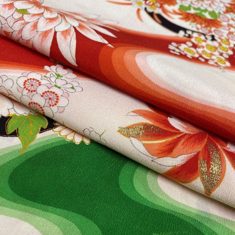 ◎504ag32◎七五三 七歳 女児 単衣 セミアンティーク 着物&袋帯◎