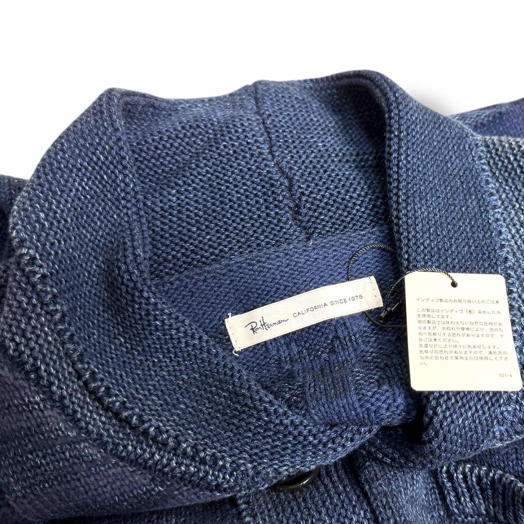 J7373新品ロンハーマン ショールカラーネイティブ柄カーディガン インディゴL