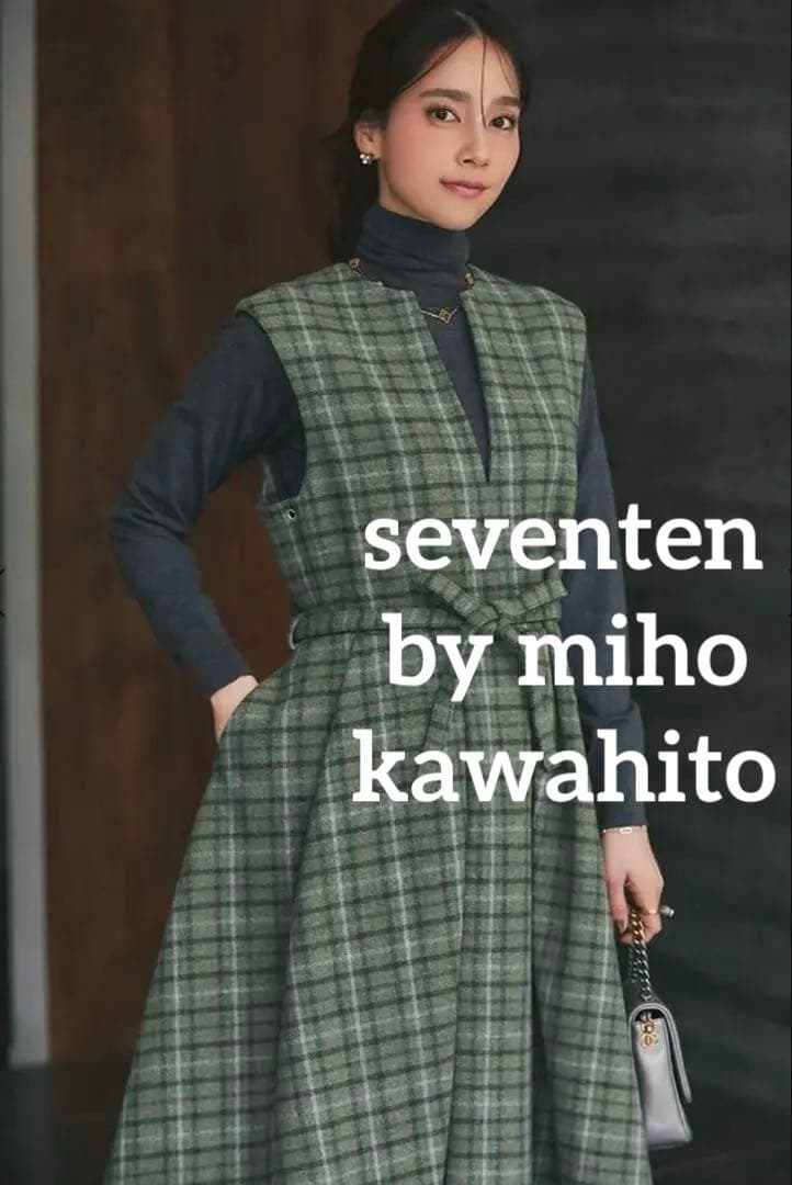 SEVEN TEN ウールチェックジャンバースカート　ワンピース　セブンテン