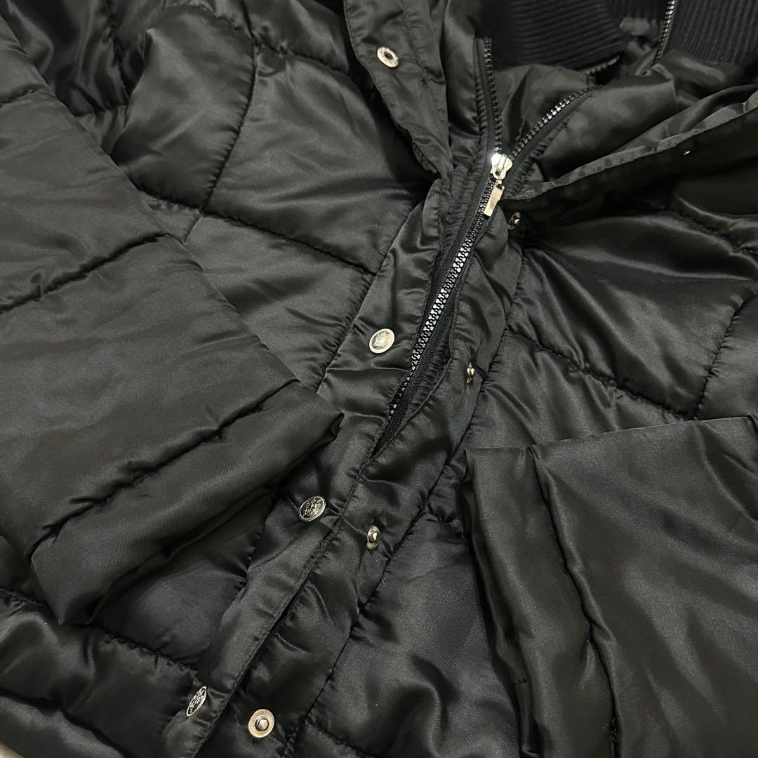 平成ギャル y2k　光沢　リアルファー付きダウン　短丈　お兄系　グランジ　黒