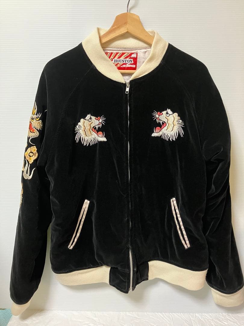 ヒューストン　スカジャン　別珍　白虎 龍　L