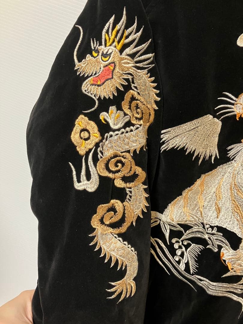 ヒューストン　スカジャン　別珍　白虎 龍　L