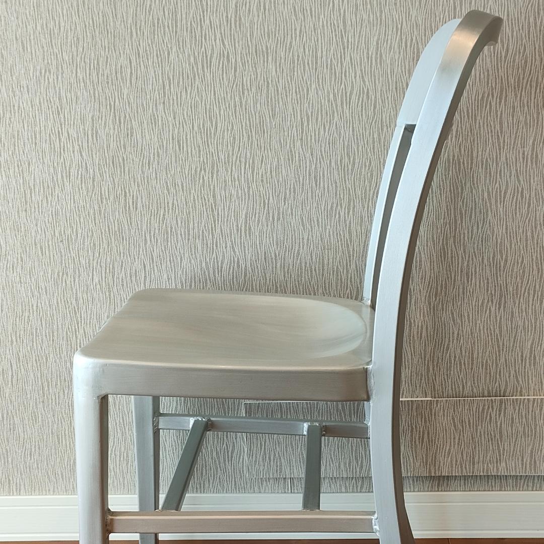 ヴィンテージ　アルミニウム 　チェア　座刳り　サイドチェア②