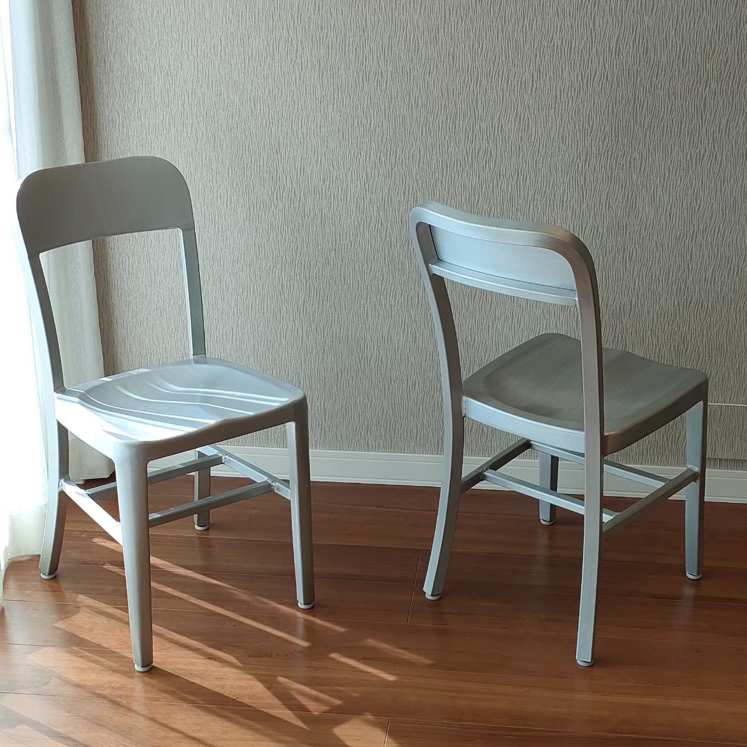 ヴィンテージ　アルミニウム 　チェア　座刳り　サイドチェア②