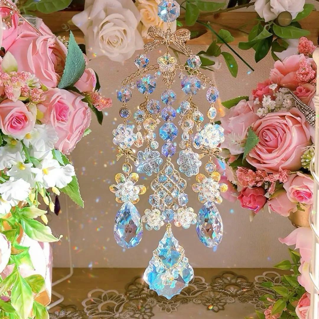 スワロフスキー♡Aurora flower。:.゜ஐ⋆*サンキャッチャー♡