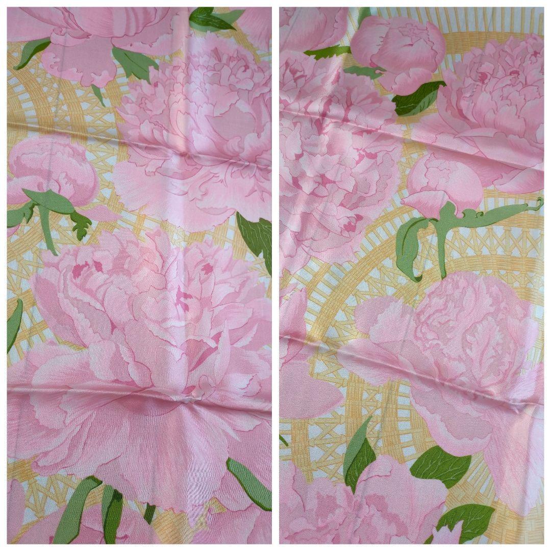 ☘️美品☘️HERMES　Les Pivoines　芍薬　カレ 90 ピンク