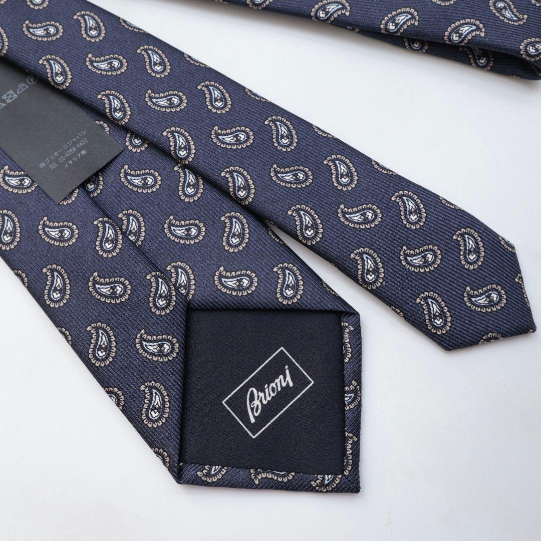 Brioni ネイビー ペイズリー ネクタイ チーフ セット ブリオーニ