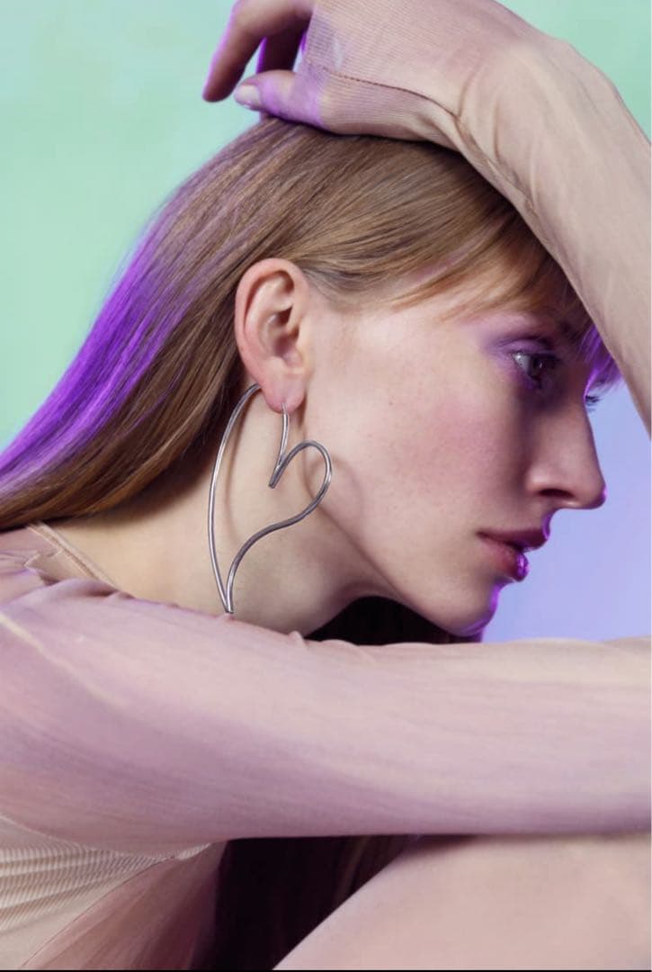 MAM ハート型シルバーピアス 大ぶり