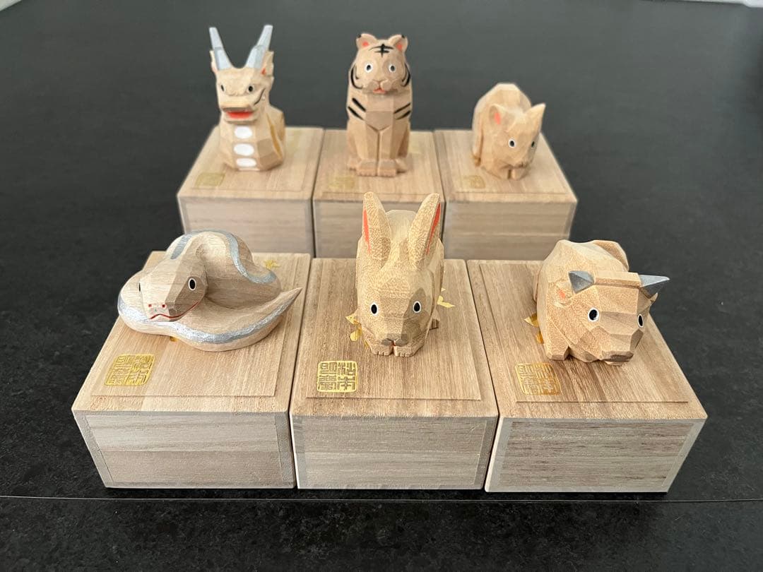 松本明慶 松本工房 干支 6種 木彫り 置物