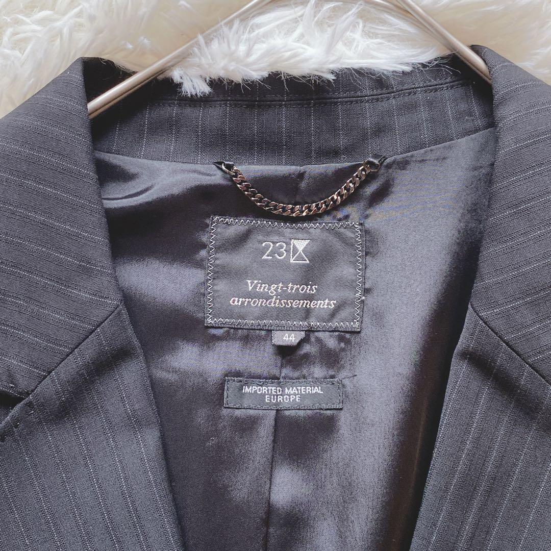 【44/46】23区（ニジュウサンク）パンツスーツ　大きいサイズ　ストライプ