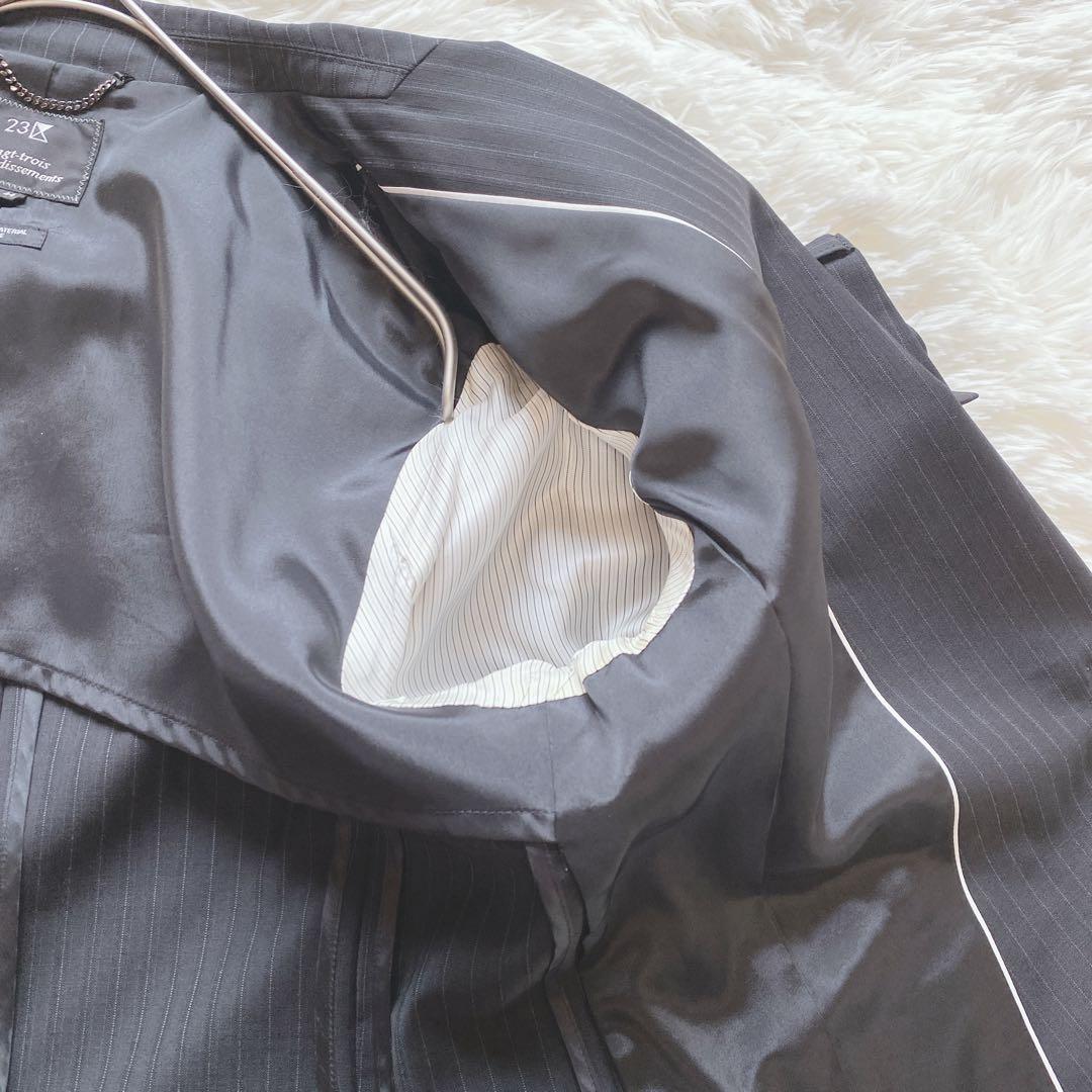 【44/46】23区（ニジュウサンク）パンツスーツ　大きいサイズ　ストライプ