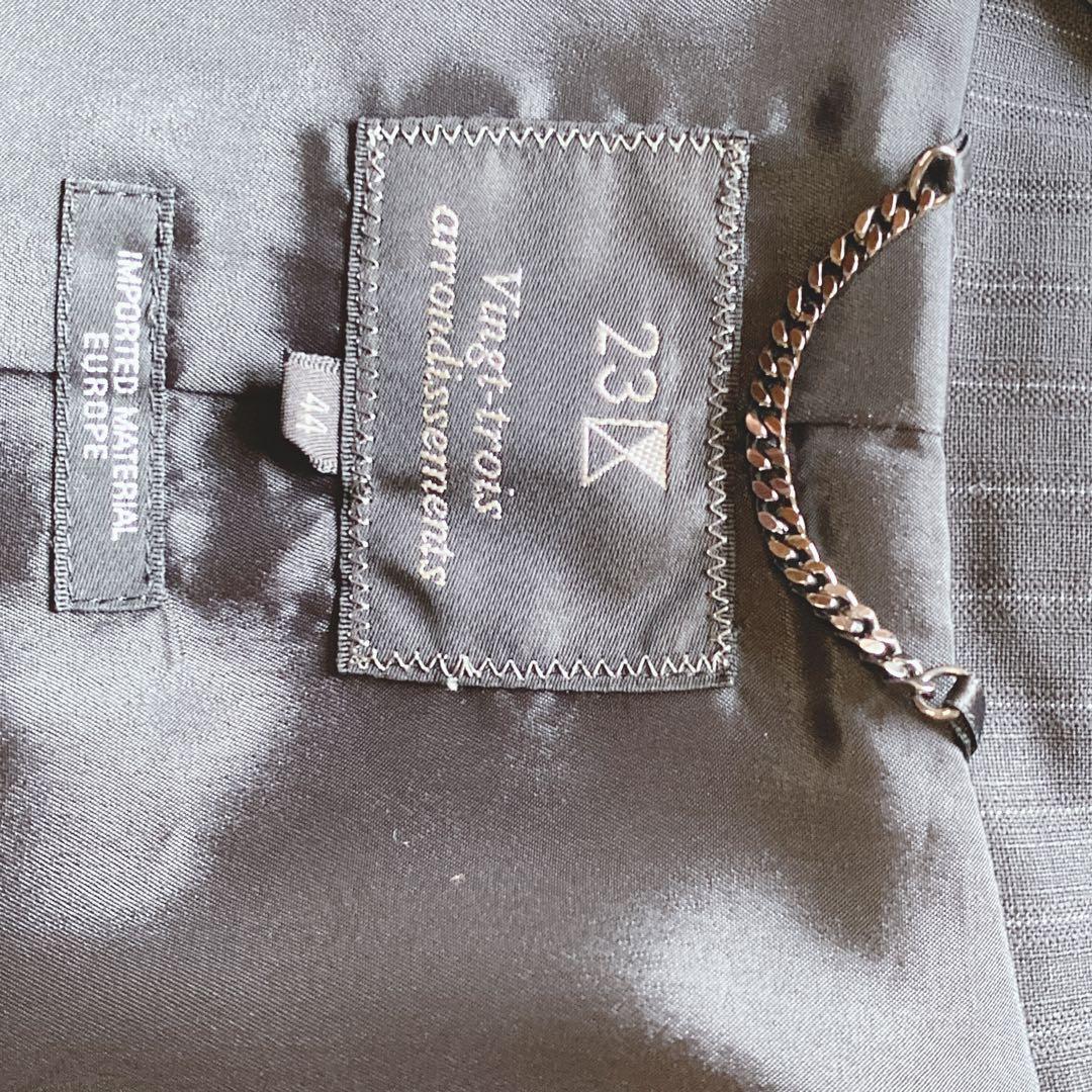 【44/46】23区（ニジュウサンク）パンツスーツ　大きいサイズ　ストライプ