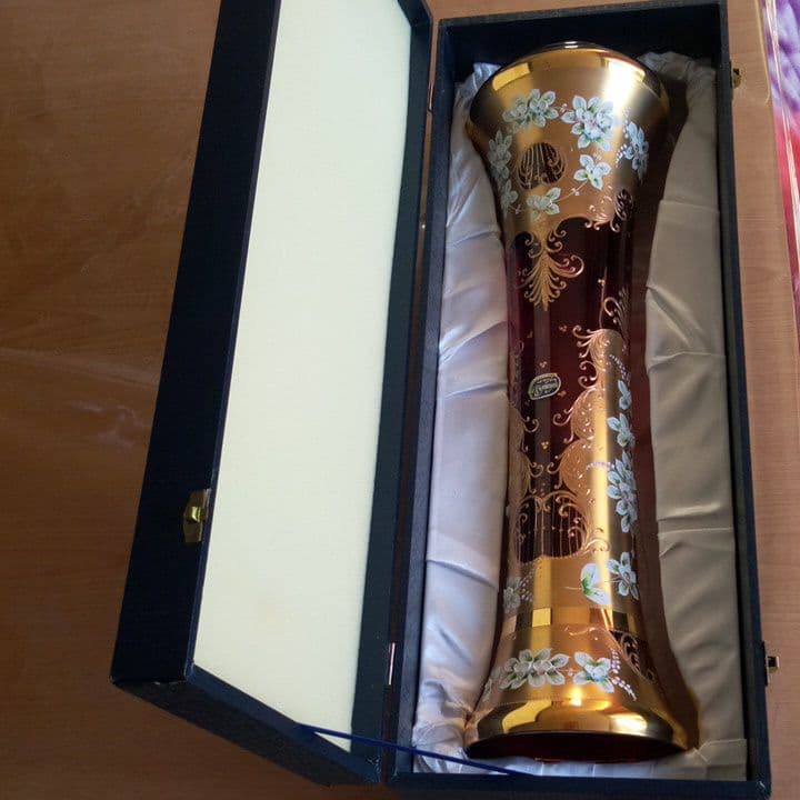 ボヘミアBOHEMIA　CZECHガラス飾りレッド