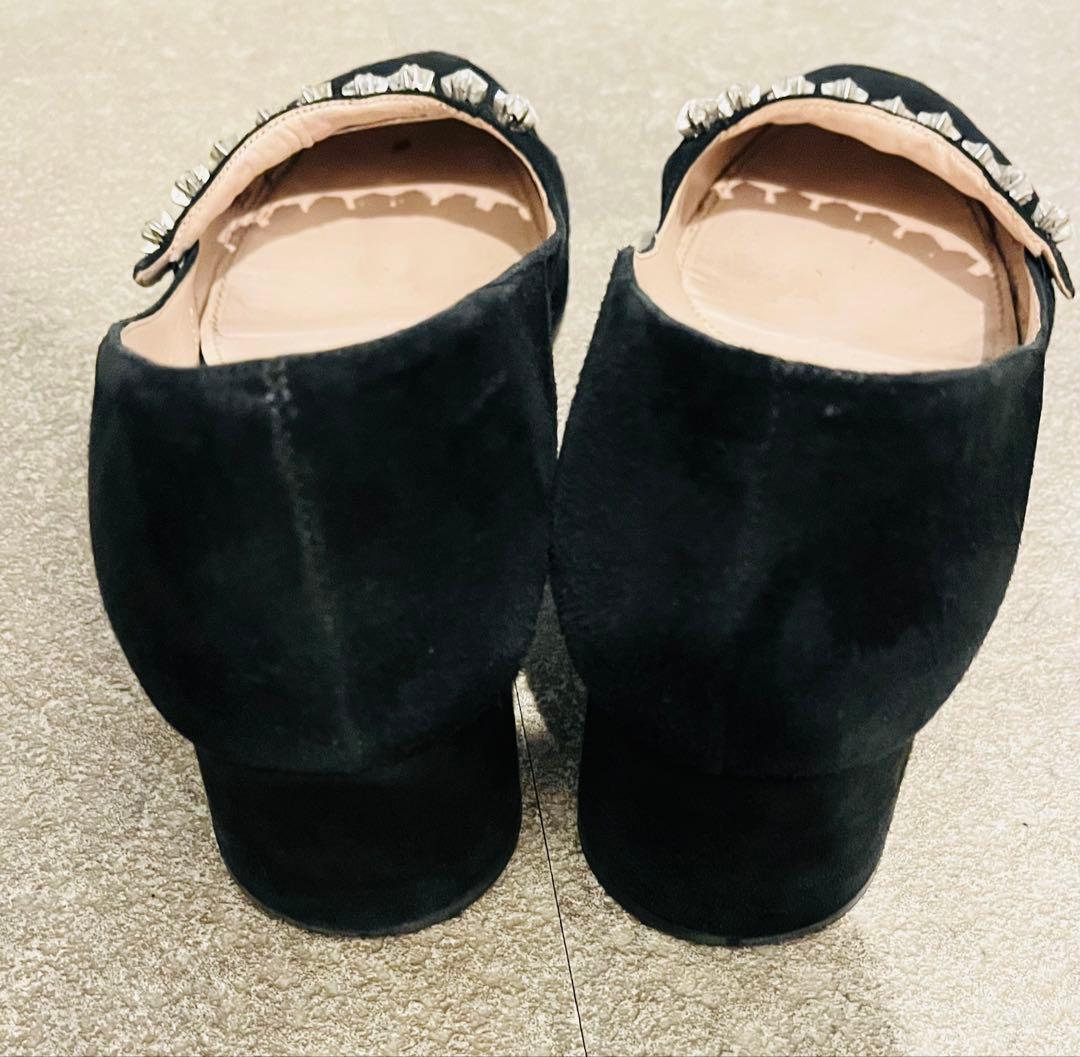 miu miu ブラックパンプス ビジュー付き