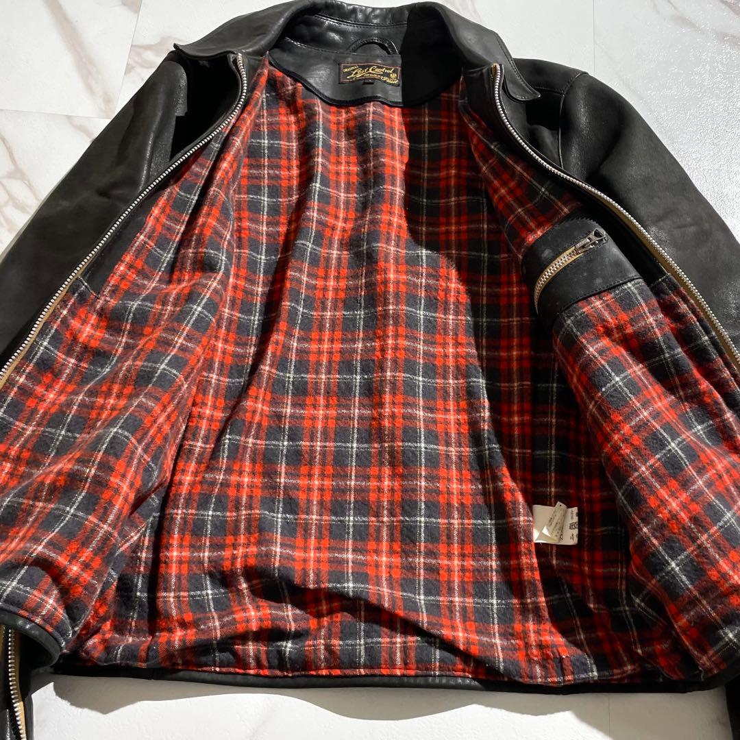 入手困難✨ ロストコントロール レザージャケット 羊革 チェック柄 ブラック
