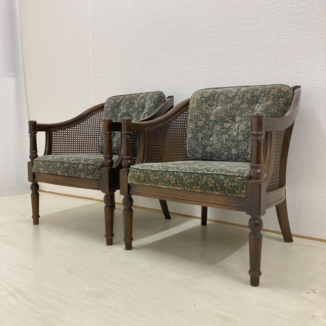 【カリモク】コロニアル　一人掛けソファ　シングルソファ　椅子　２脚セット
