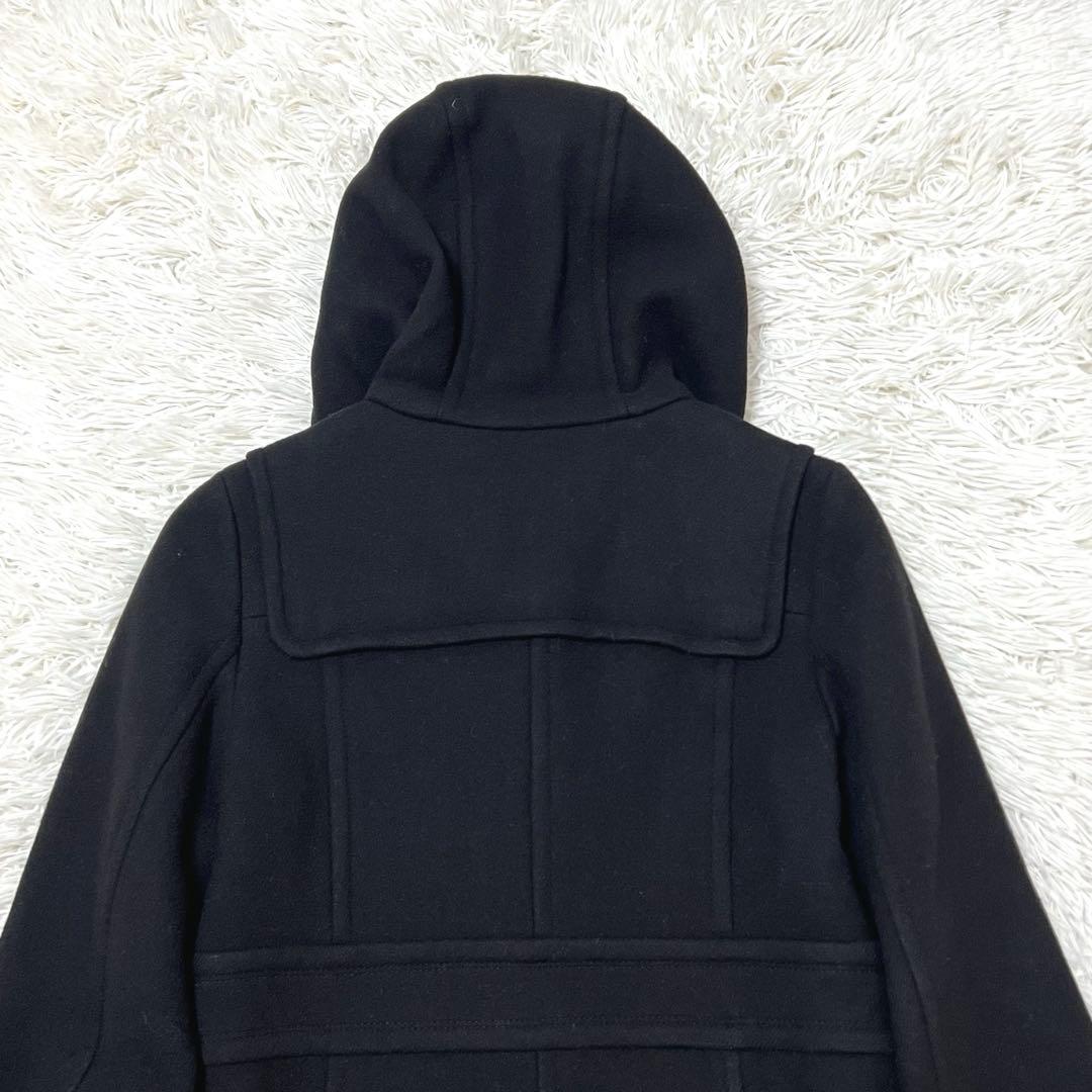 バーバリーブルーレーベル ダッフルコート チェック Aライン フード 黒 M