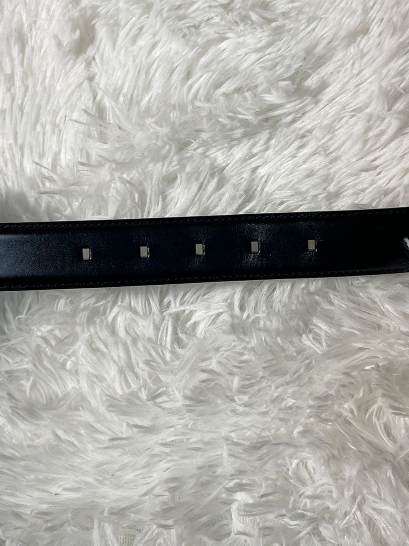 美品　BVLGARI レザーベルト ブラック シルバーバックル 本革 付属袋付き