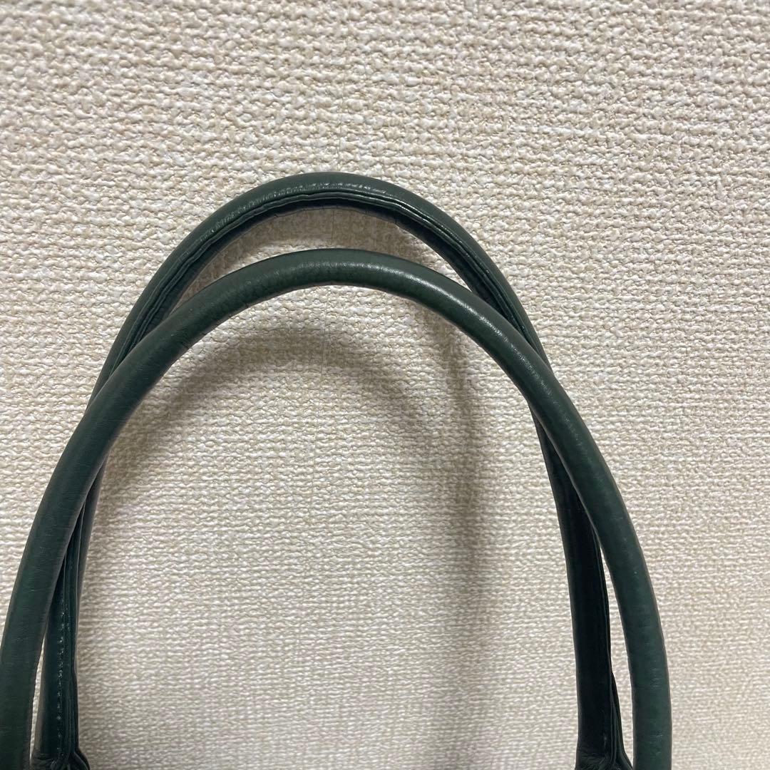 極美品｜SHIPS シップス【A4収納可】本革 トートバッグ シボ革 グリーン