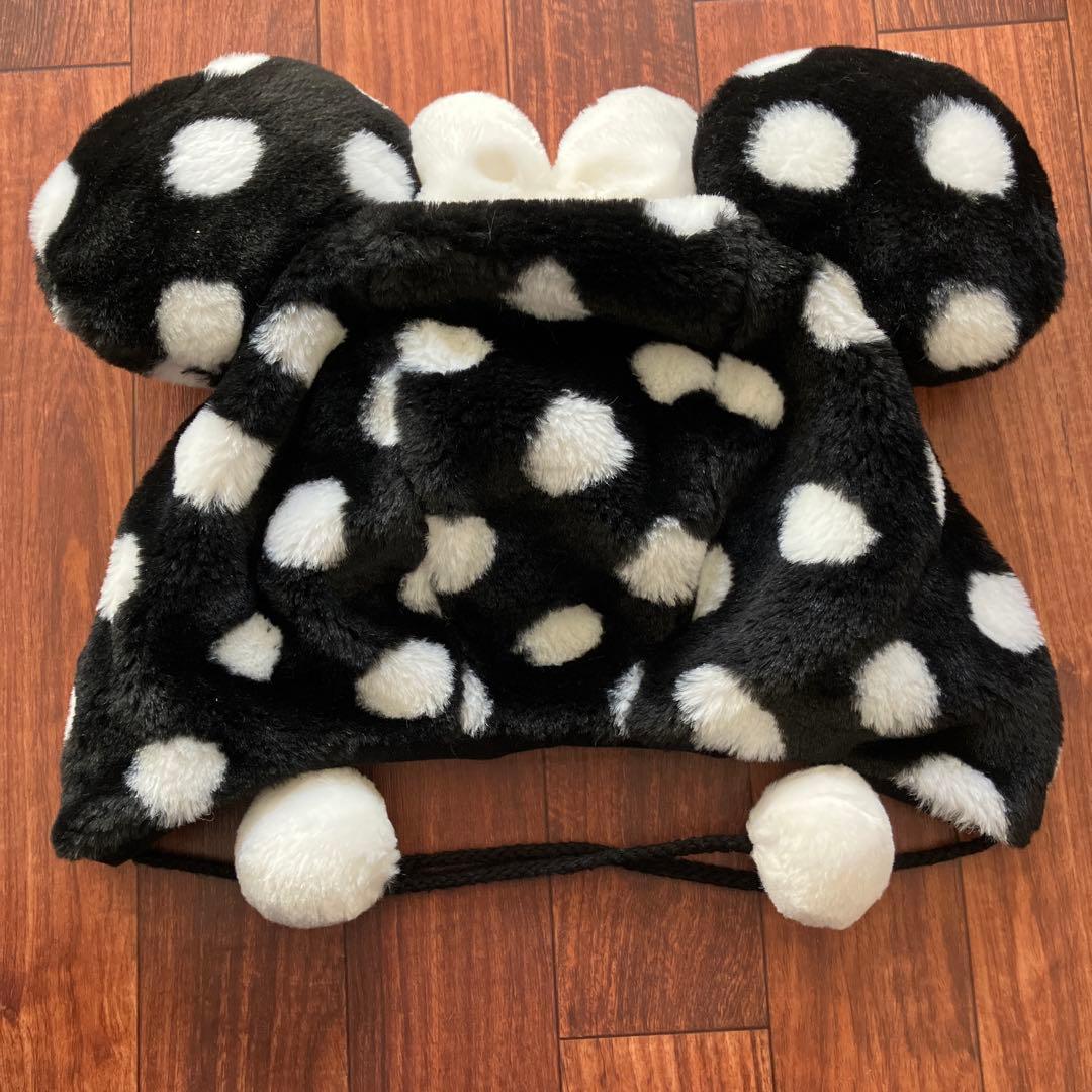 ミニーちゃん　水玉ファンキャップ　黒　水玉