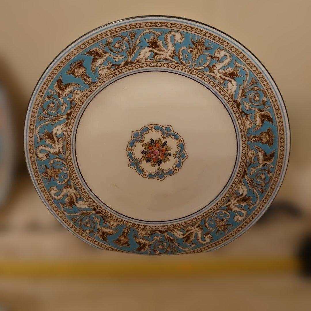  青色花柄陶磁器皿7枚セット