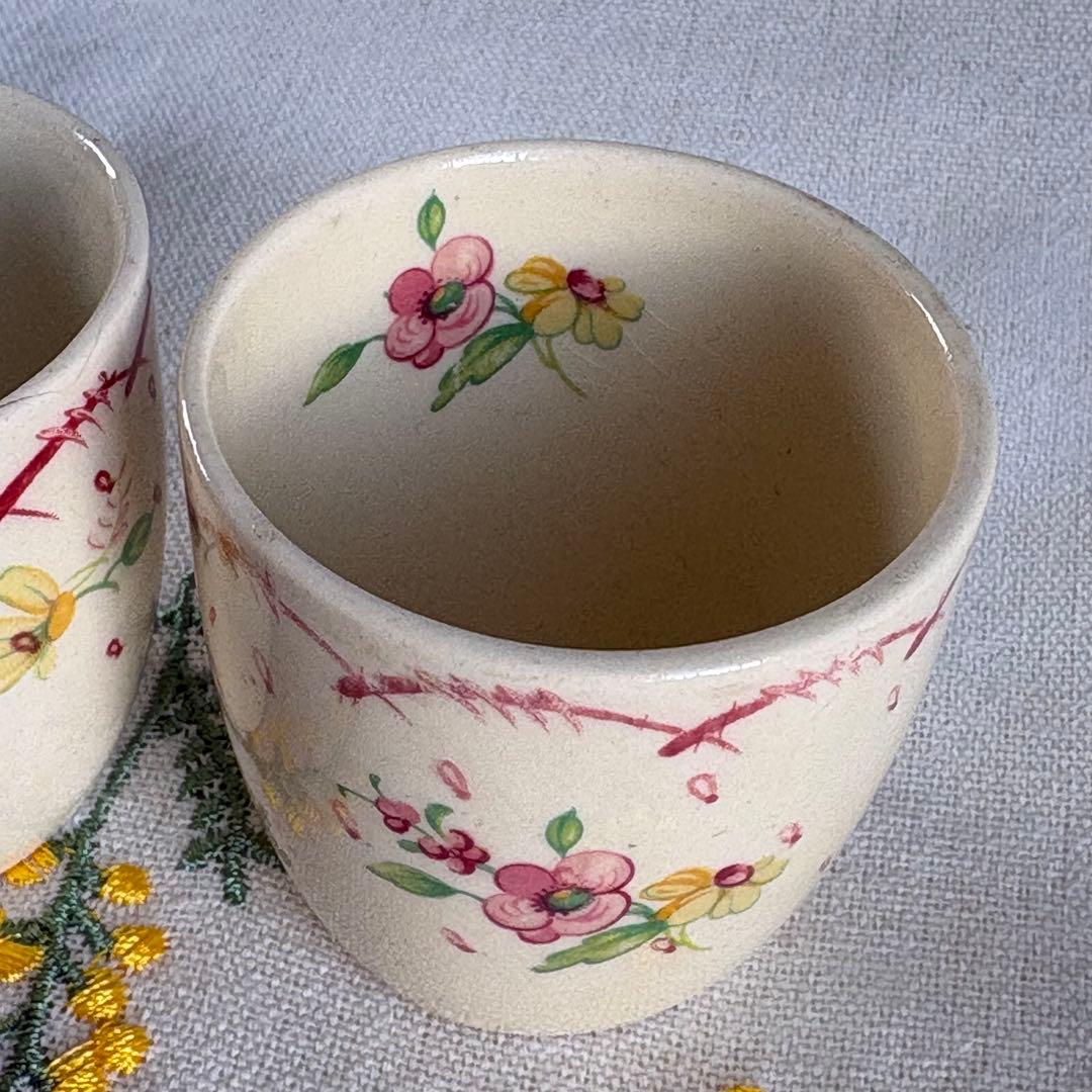 032 スージークーパー　プランタン小花　エッグカップ　2個セット　レッド　赤