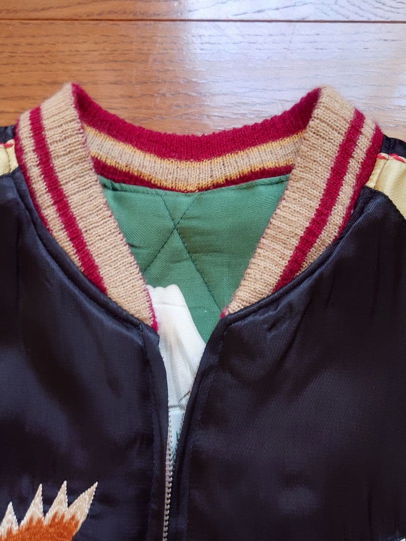 美品　テーラー東洋　スカジャン　虎　鷹　富士山　中綿入り　M　金✕黒　緑✕白