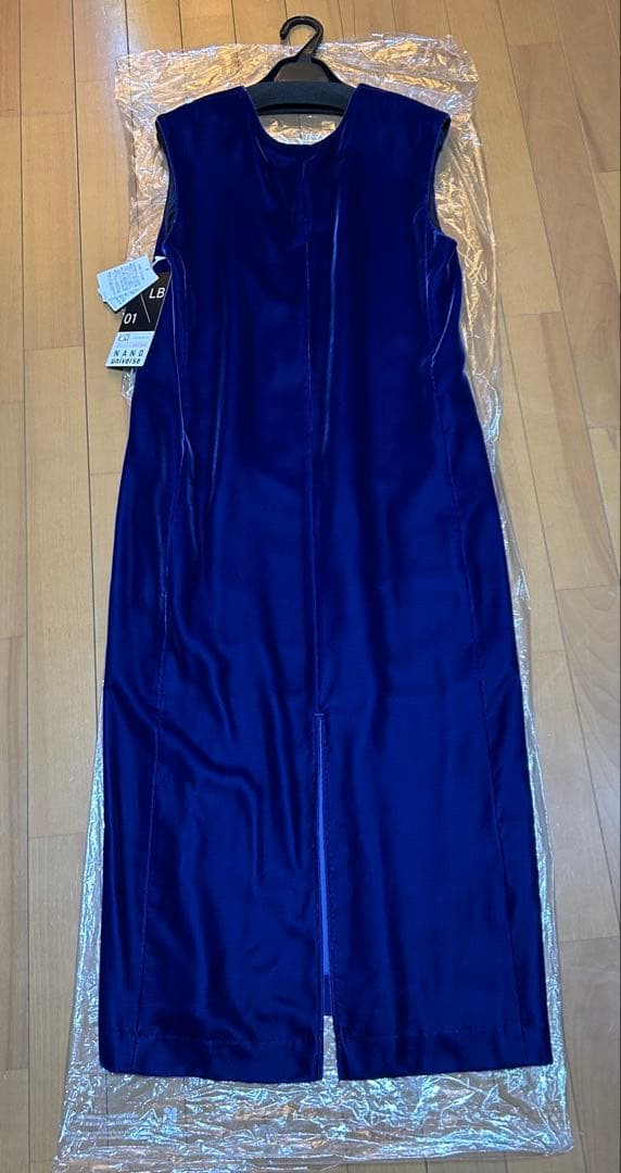nanouniverse LB.01/ベルベットVネックワンピース ノースリーブ