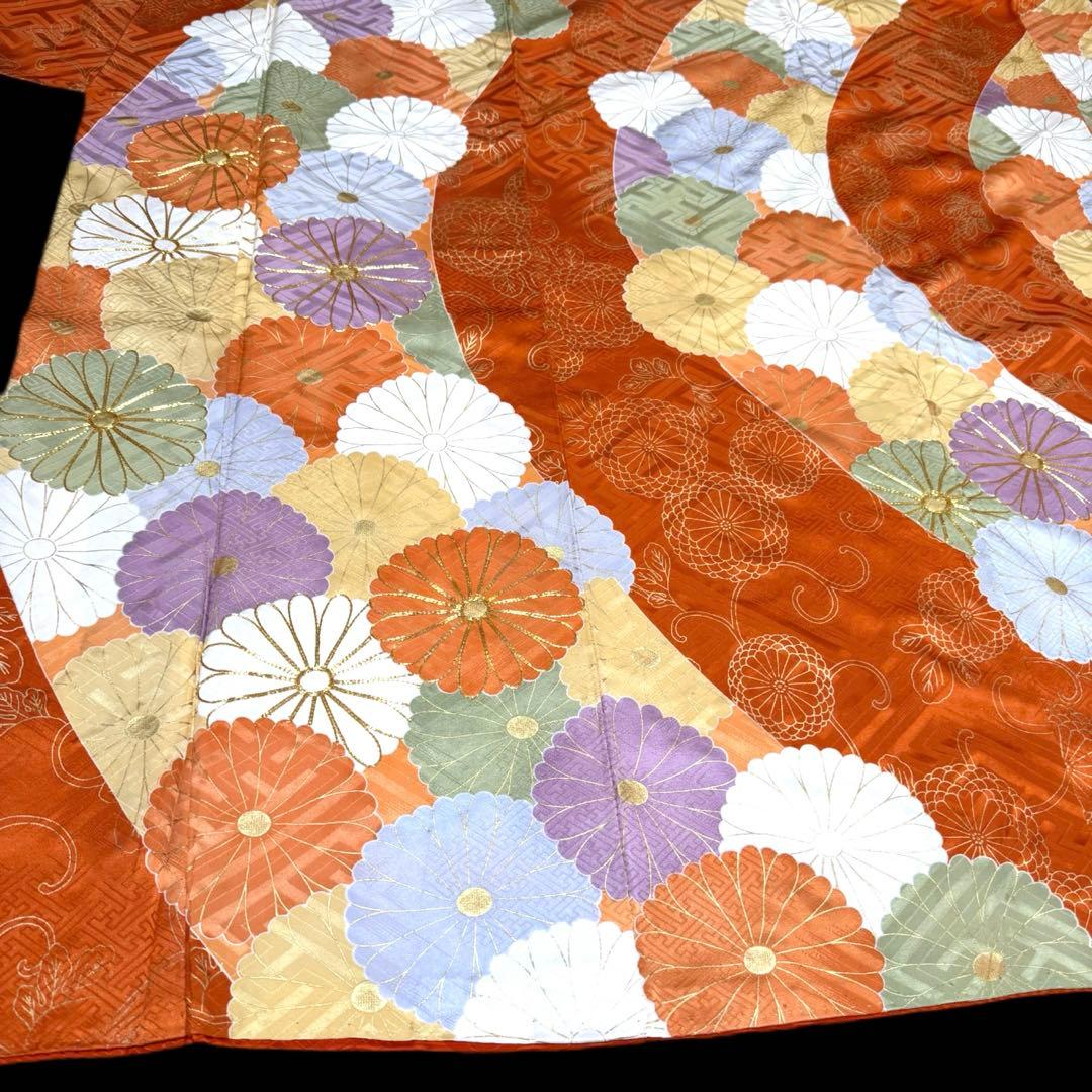 振袖５点セット　セミアンティーク　菊模様　西陣織袋帯　成人式　161.5cm位迄