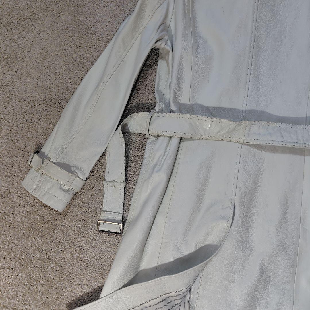 TORNADO MART ホワイトレザー ロングコート M　ベルト付き