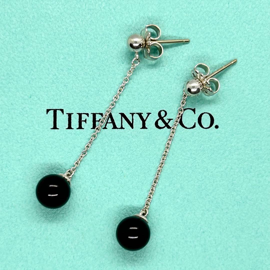 ✨希少✨ティファニー オニキス ドロップピアス 約3cmチェーン SV925