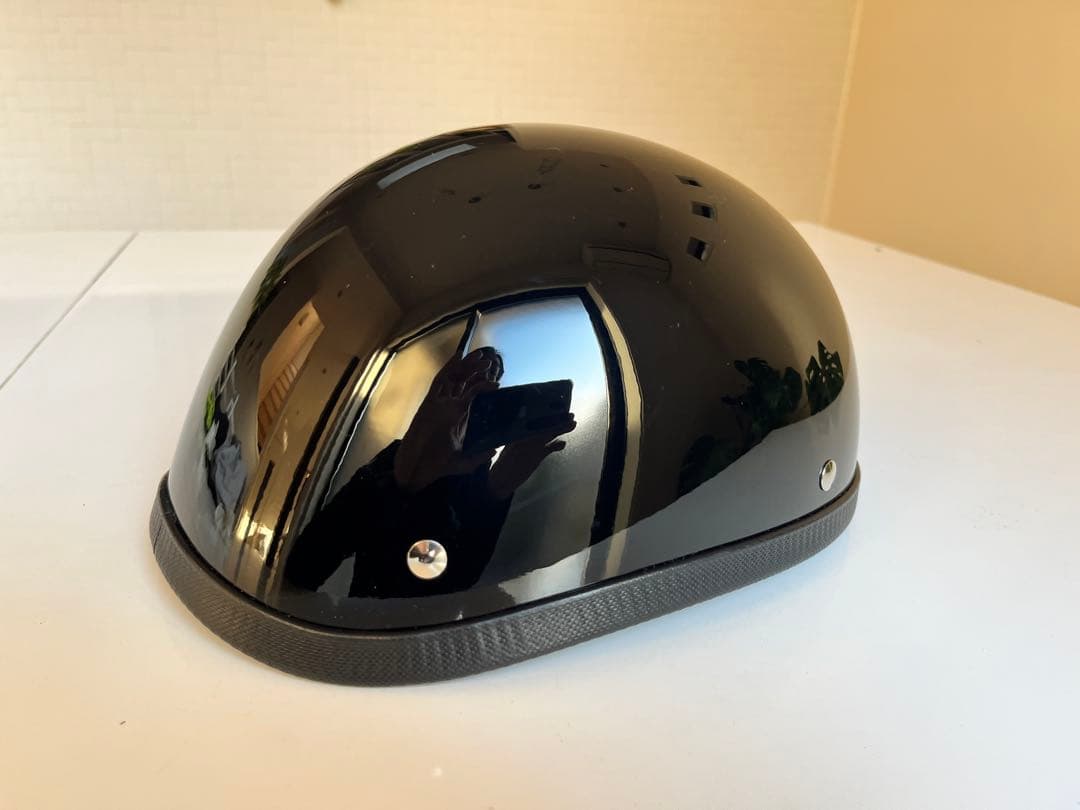 【美品】tt&coイーグルロードブラック本革イヤーカバー付ハーフヘルメット