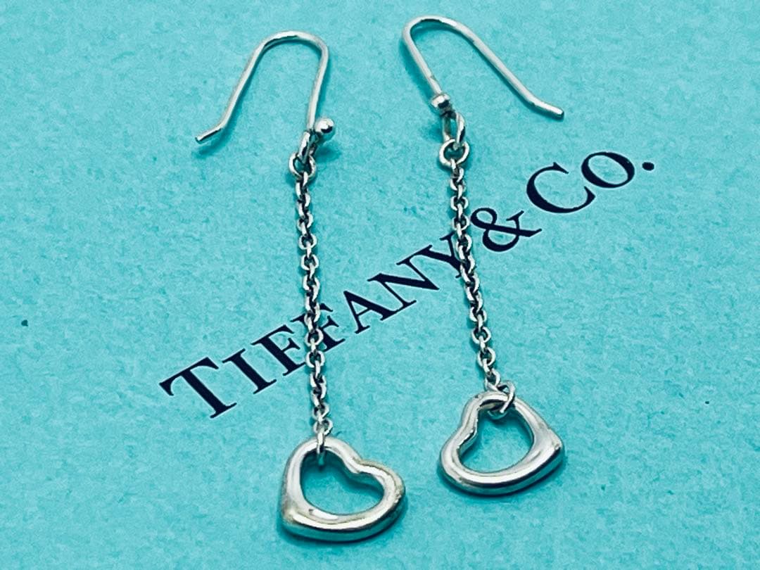 h600 ティファニー　オープンハート　ドロップ　フック　ピアス　シルバー925