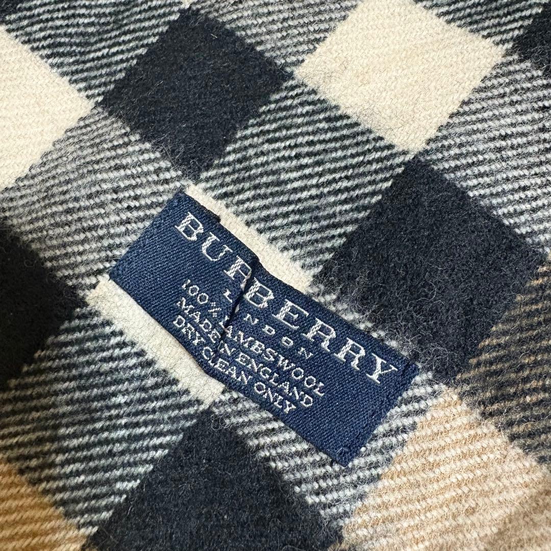 【I19】Burberryバーバリーラムウール100%ノバチェック大判マフラー