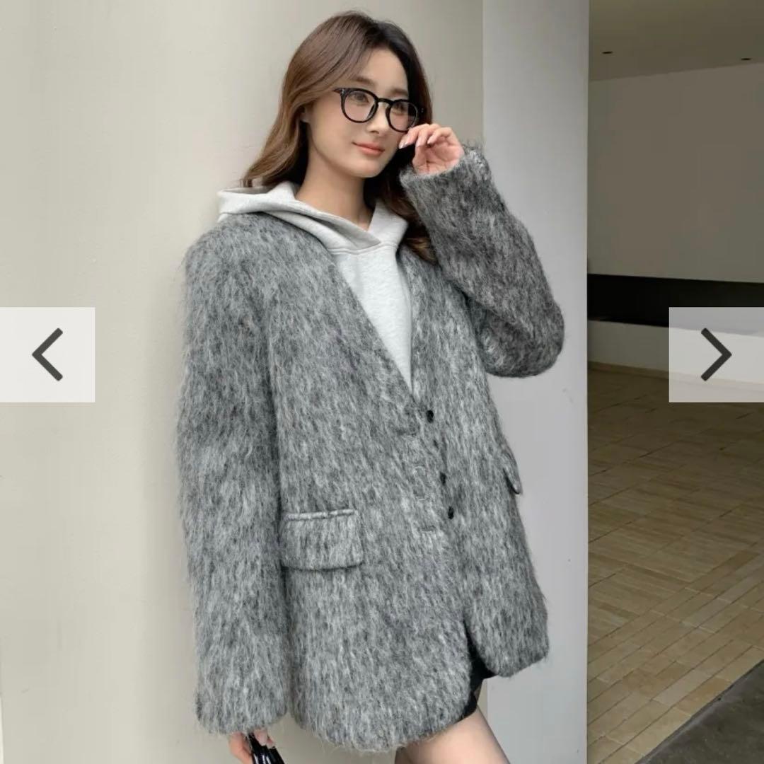 【新品】バースデーバッシュ シャギーノーカラージャケット グレー コート