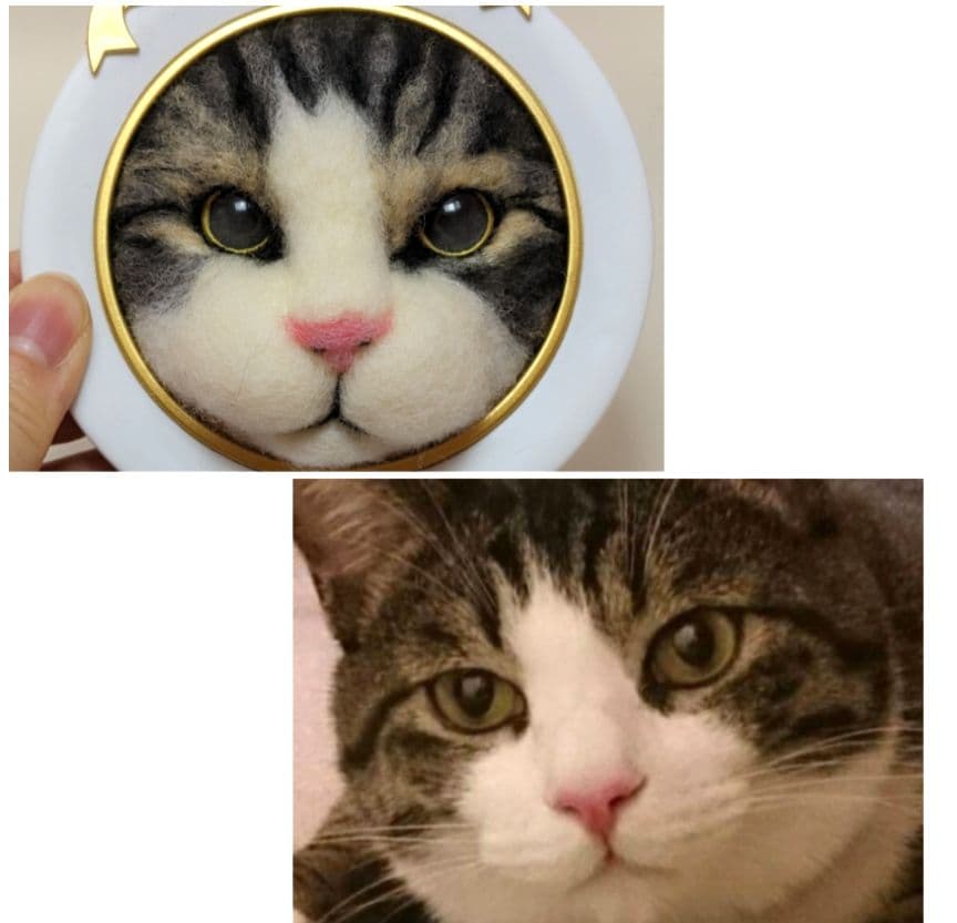 お写真からオーダーメイドおヒゲ刺し　羊毛フェルト